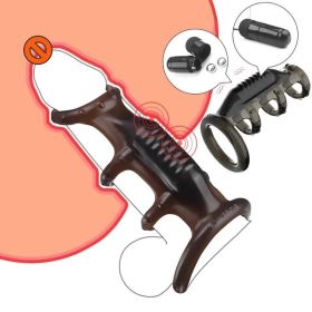 Shared Vibrating Masturbator G-spot Sex Toys Female Couples Penis Ring Massage Vaginal Clitoral Stimulation Sex Toys - black