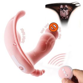 Wearable Butterfly Dildo Vibrator for Women G Spot Clitoris Stimulator Wireless Remote Control Adult Sex Toys Panties - Pink