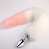 Metal Feather Anal Toys Fox Tail Anal Plug Erotic Anus Toy Butt Plug Sex Toys for Woman and Men Sexy Butt Plug Adult Accessories - White pink