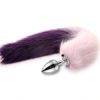 Metal Feather Anal Toys Fox Tail Anal Plug Erotic Anus Toy Butt Plug Sex Toys for Woman and Men Sexy Butt Plug Adult Accessories - pink purple