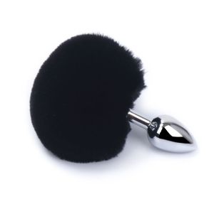 Detachable Anal Plug Real Bunny tail Smooth Touch Metal Butt Plug Tail Erotic BDSM Sex Toys for Woman Couples Adult Games - black