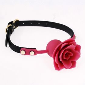 Silicone Rose Ball Gag Nipple Bondage Lace Flower Open Mouth Gags Oral Fixation Adult Sex Toys For Couples Adult BDSM Game - Rose red