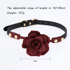 Silicone Rose Ball Gag Nipple Bondage Lace Flower Open Mouth Gags Oral Fixation Adult Sex Toys For Couples Adult BDSM Game - Wine red