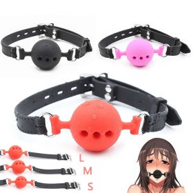 Soft Silicone Gag Ball BDSM Oral Bondage Gear Fetish Open Mouth Breathable Sex Toys For Couples Cosplay Slave Exotic Accessories - Pink-S