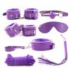 SM Bondage Restraint Set Sex Handcuffs Whip Anal Beads Butt Plug Anal Plug Bullet Vibrator Sex Toys for Woman Adult S&M Fetish - PU-purple-7pcs