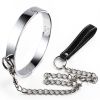 SM Metal Stainless Steel Neck Collar BDSM Sexy Leash Ring Chain Slave Bondage Toys Role Play Erotic Sex Toys For Women Men - Men