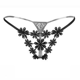 Sexy Lingerie Crotchless Women's Panties Lace Bowknot G-strings Thongs Temptation Erotic Women Underwear Intimate Underpant - 70--black