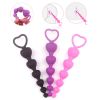 Soft Silicone Anal Beads Long Butt Plugs Ass Massage Heart Shape Anal Plug Dilator Adult Sexual Games Sex Toys for Gay Men Women - purple