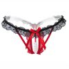 Sexy Lingerie Crotchless Women's Panties Lace Bowknot G-strings Thongs Temptation Erotic Women Underwear Intimate Underpant - 67--black