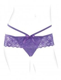 Fantasy For Her Crotchless Panty Thrill-Her O/S Purple - TCN-PD4933-12