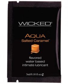 Wicked Sensual Care Collection Aqua Waterbased Lubricant - 3 ml. Packet Salted Caramel - TCN-WS3201