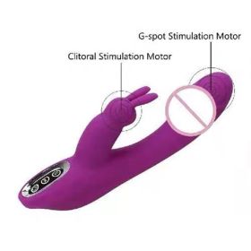 Rabbit Vibrator 12 Speed Dildo Vibrator Clitoris Vagina - purple