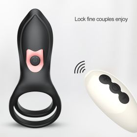 Remote Control Vibrating Penis Cock Ring Sex Toys Clitoris Vibrator Delay Male Lock Masturbator - black