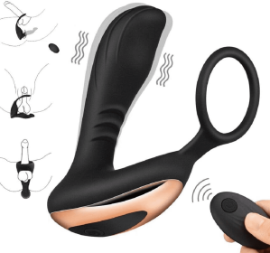 Multi Modes Vibrate Massage Tool Remote Control Waterproof Prostate Massaging for Men USB Charging Massager for Beginners Beads for Sex - black