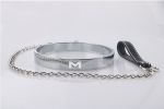 SM Metal Stainless Steel Neck Collar BDSM Sexy Leash Ring Chain Slave Bondage Toys Role Play Erotic Sex Toys For Women Men - woman