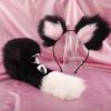 Fox Anal Plug Sex Toys Foxtail Bow Metal Butt Anal Plug Cute Bow-Knot Soft Cat Ears Headbands Erotic Cosplay Couples Accessories - Full purple