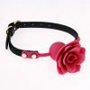 Silicone Rose Ball Gag Nipple Bondage Lace Flower Open Mouth Gags Oral Fixation Adult Sex Toys For Couples Adult BDSM Game - black