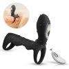 Muitar Strong Vibration Delay Massage Ring Silicone Massager Waterproof For Men - black