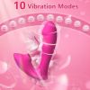 G-Spot Vibrator, 2 in 1 Sex toys women Clitoris Licking Dildo Sucking Vibrators with 10 Vibration & Suction Modes - Rose