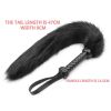 Leather Whip Handle Fox Tail Fur Fetish Ass Spanking Paddle Flogger BDSM Flirt Slave Erotic Sex Toys for Female Male Couples - gray