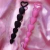 Soft Silicone Anal Beads Long Butt Plugs Ass Massage Heart Shape Anal Plug Dilator Adult Sexual Games Sex Toys for Gay Men Women - Pink