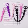 Soft Silicone Anal Beads Long Butt Plugs Ass Massage Heart Shape Anal Plug Dilator Adult Sexual Games Sex Toys for Gay Men Women - purple