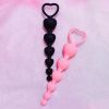 Soft Silicone Anal Beads Long Butt Plugs Ass Massage Heart Shape Anal Plug Dilator Adult Sexual Games Sex Toys for Gay Men Women - black