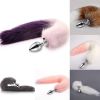 Metal Feather Anal Toys Fox Tail Anal Plug Erotic Anus Toy Butt Plug Sex Toys for Woman and Men Sexy Butt Plug Adult Accessories - White pink