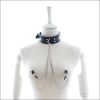 Faux Leather Choker Collar With Nipple Breast Clamp Clip Chain Couple SM Sex Toys For Woman Sex Tools For Couples Adult Games - BLACK2