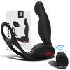 Luxurious Penis Ring & Anal plug Combo Vibrating P-Gasm Penis Ring Plug  - BLACK