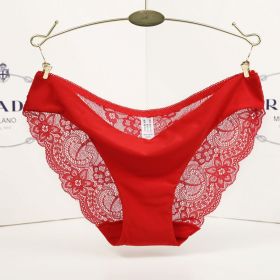 Lace ladies low waist briefs (Option: gules-XL)