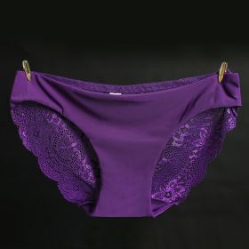 Lace ladies low waist briefs (Option: Aristocratic Purple-XL)