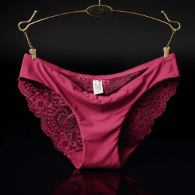 Lace ladies low waist briefs (Option: Wine red-XL)