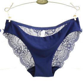 Lace ladies low waist briefs (Option: Tibetan blue-XL)