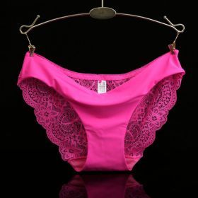 Lace ladies low waist briefs (Option: Rose red-M)