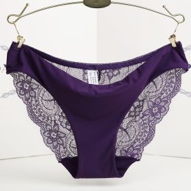 Lace ladies low waist briefs (Option: Purple-XL)